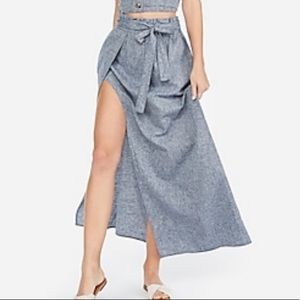 Express maxi jean skirt
